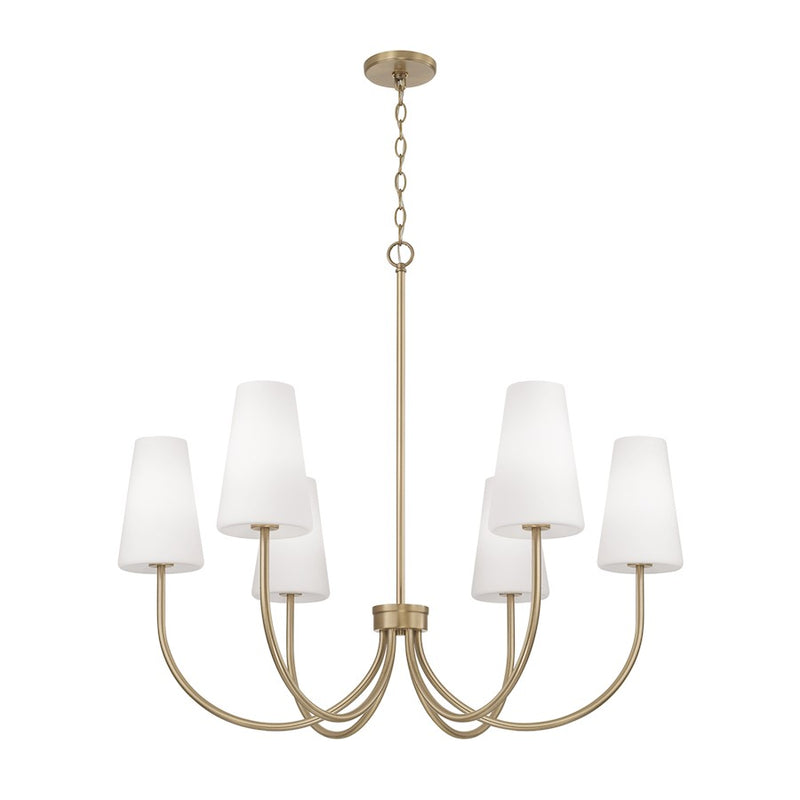 Capital Lighting Averitt 6 Light Chandelier, Brass/Soft White