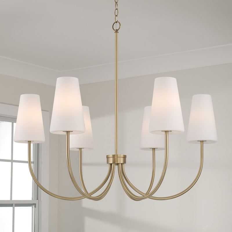 Capital Lighting Averitt 6 Light Chandelier, Brass/Soft White