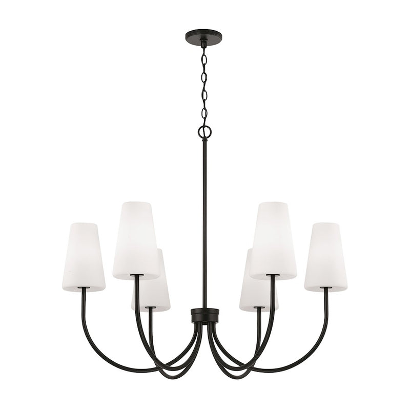 Capital Lighting Averitt 6 Light Chandelier, Black/Soft White