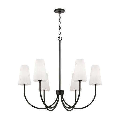 Capital Lighting Averitt 6 Light Chandelier, Black/Soft White - 455261MB-550