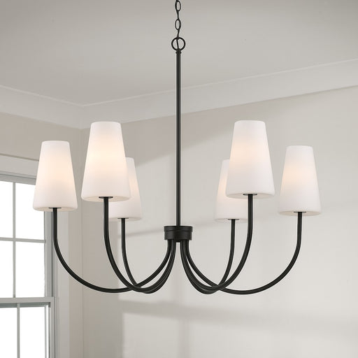 Capital Lighting Averitt 6 Light Chandelier, Black/Soft White
