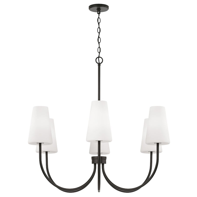 Capital Lighting Averitt 6 Light Chandelier, Black/Soft White