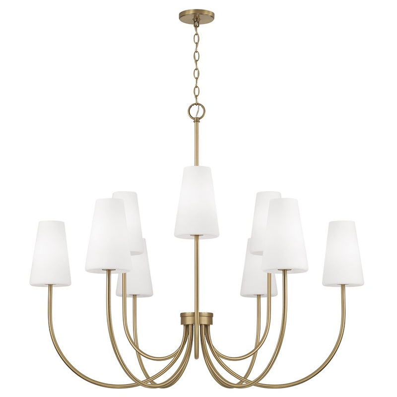 Capital Lighting Averitt 9 Light Chandelier, Brass/Soft White