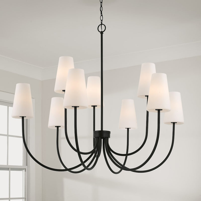 Capital Lighting Averitt 9 Light Chandelier, Black/Soft White