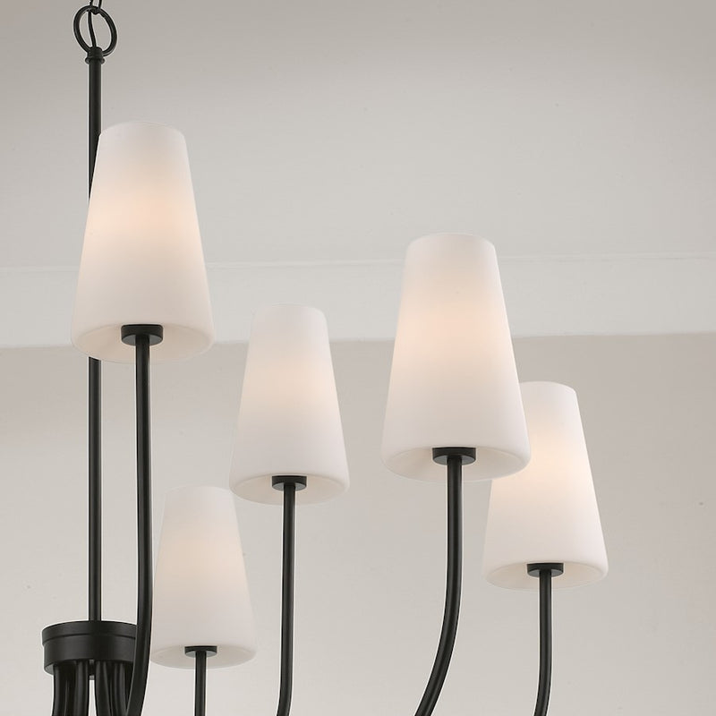 Capital Lighting Averitt 9 Light Chandelier, Black/Soft White