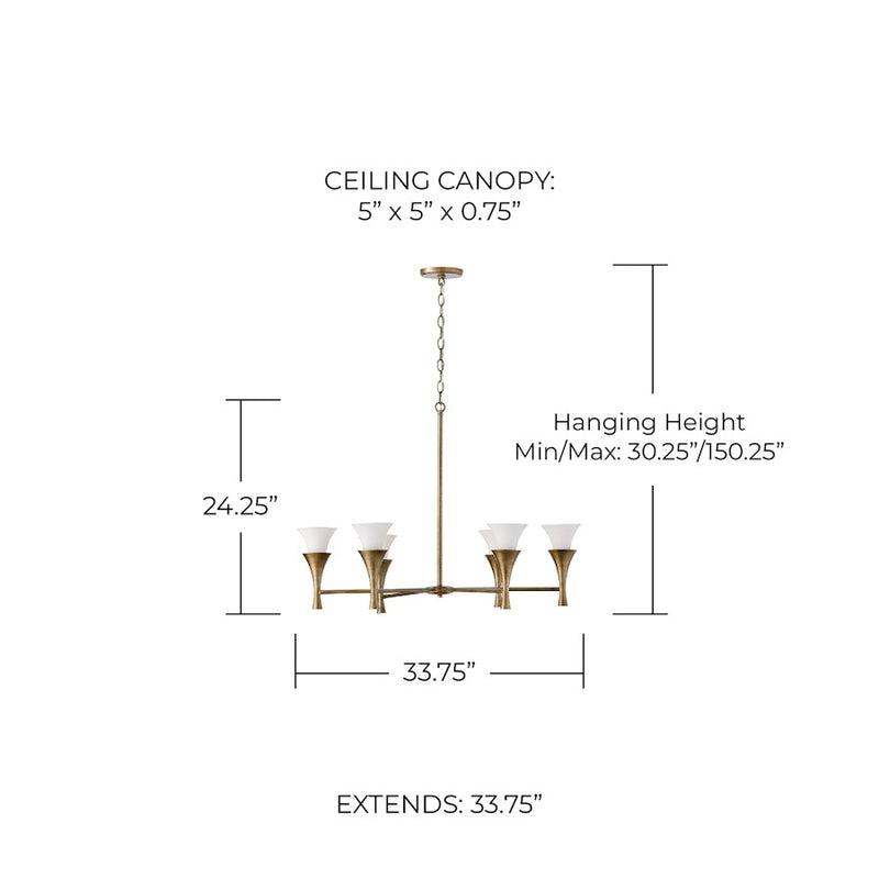 Capital Lighting Nola 6 Light Chandelier, Mystic Luster/Soft White