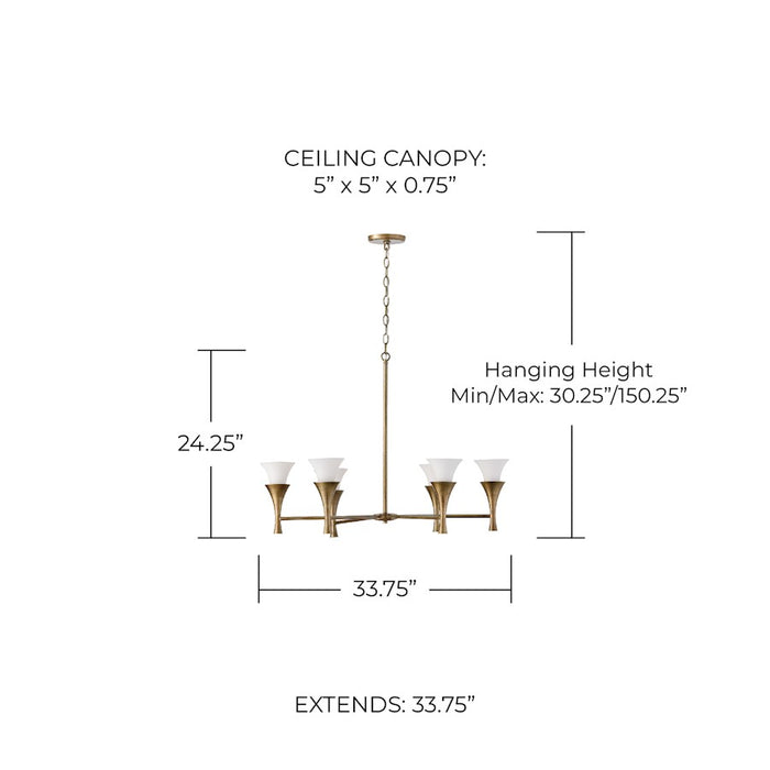 Capital Lighting Nola 6 Light Chandelier, Mystic Luster/Soft White