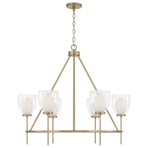 Capital Lighting Joss 6 Light Chandelier, Brass/Layered White/Clear - 455961AD