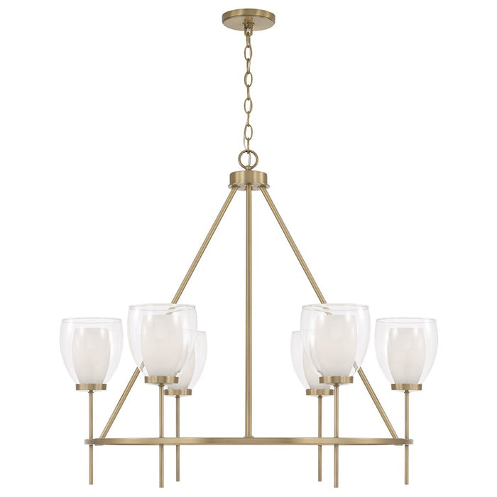 Capital Lighting Joss 6 Light Chandelier, Brass/Layered White/Clear - 455961AD