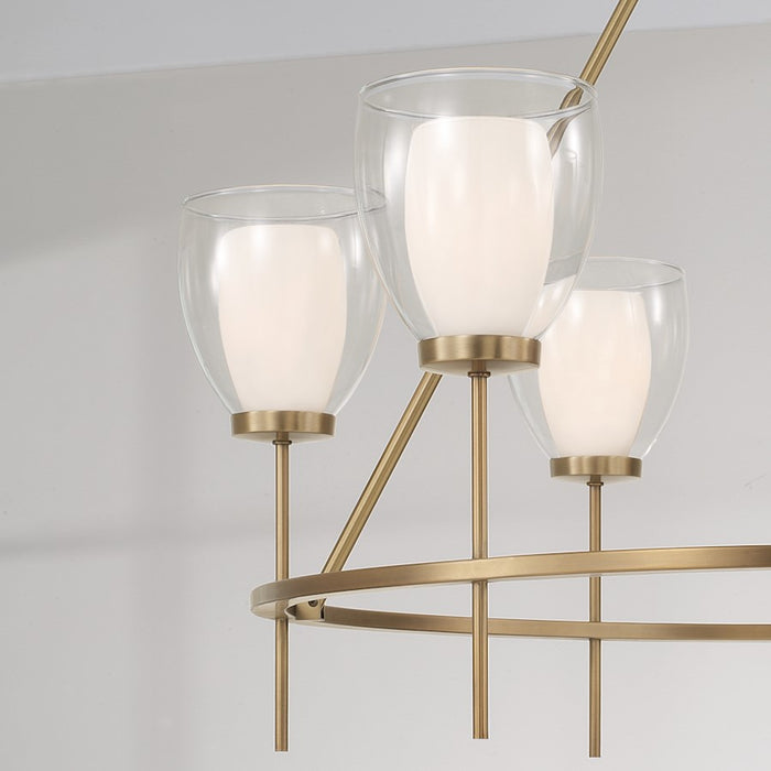 Capital Lighting Joss 6 Light Chandelier, Brass/Layered White/Clear