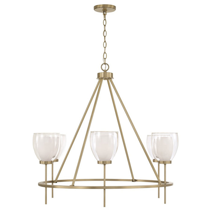 Capital Lighting Joss 6 Light Chandelier, Brass/Layered White/Clear