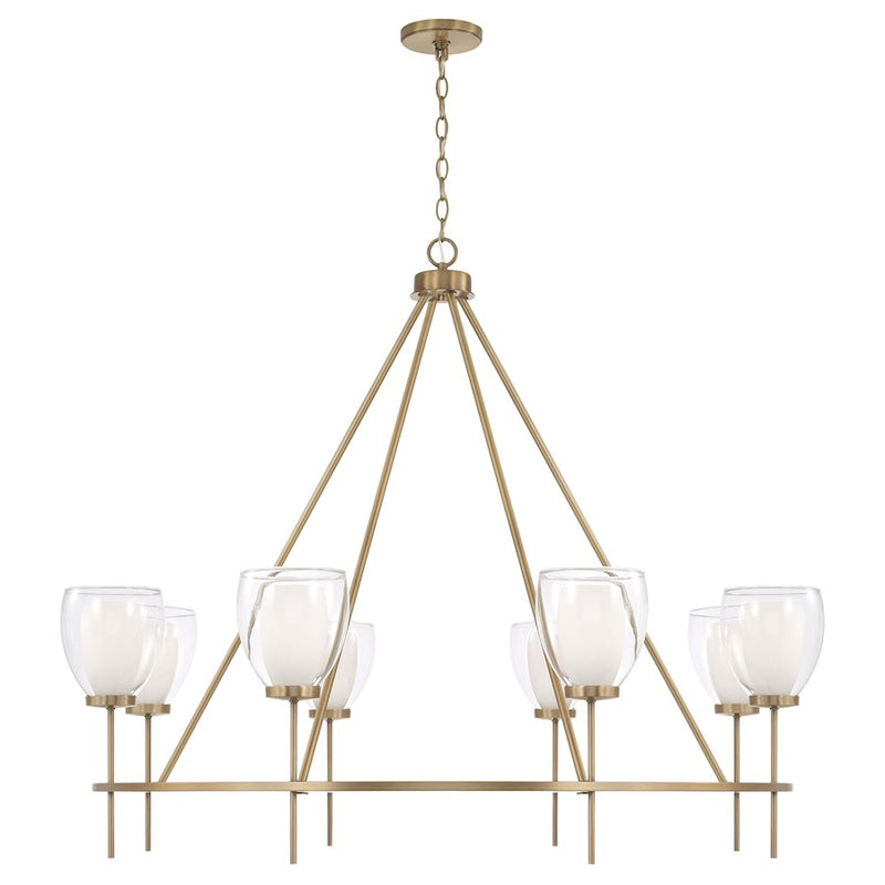 Capital Lighting Joss 8 Light Chandelier, Brass/Layered White/Clear