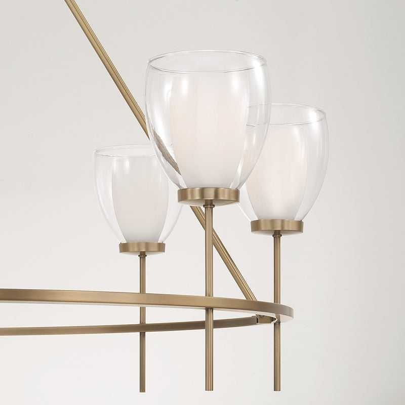 Capital Lighting Joss 8 Light Chandelier, Brass/Layered White/Clear
