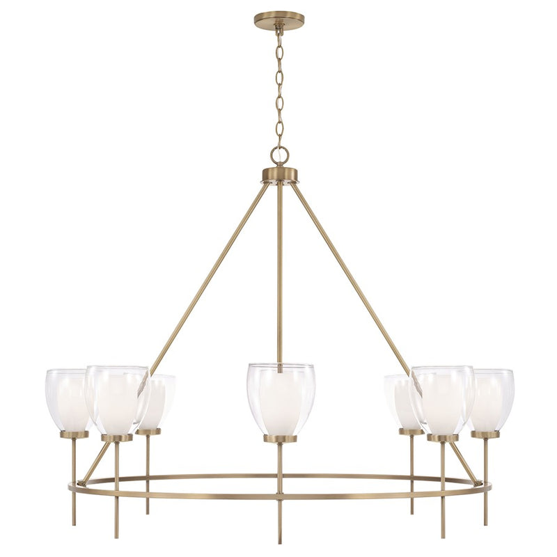 Capital Lighting Joss 8 Light Chandelier, Brass/Layered White/Clear