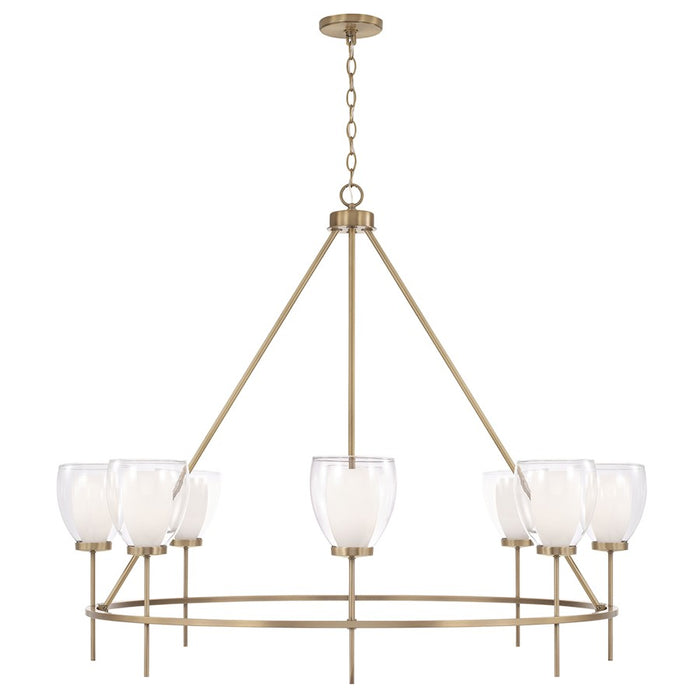 Capital Lighting Joss 8 Light Chandelier, Brass/Layered White/Clear