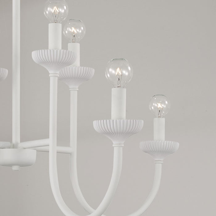 Capital Lighting Mallory 8 Light Chandelier, Ceramic White