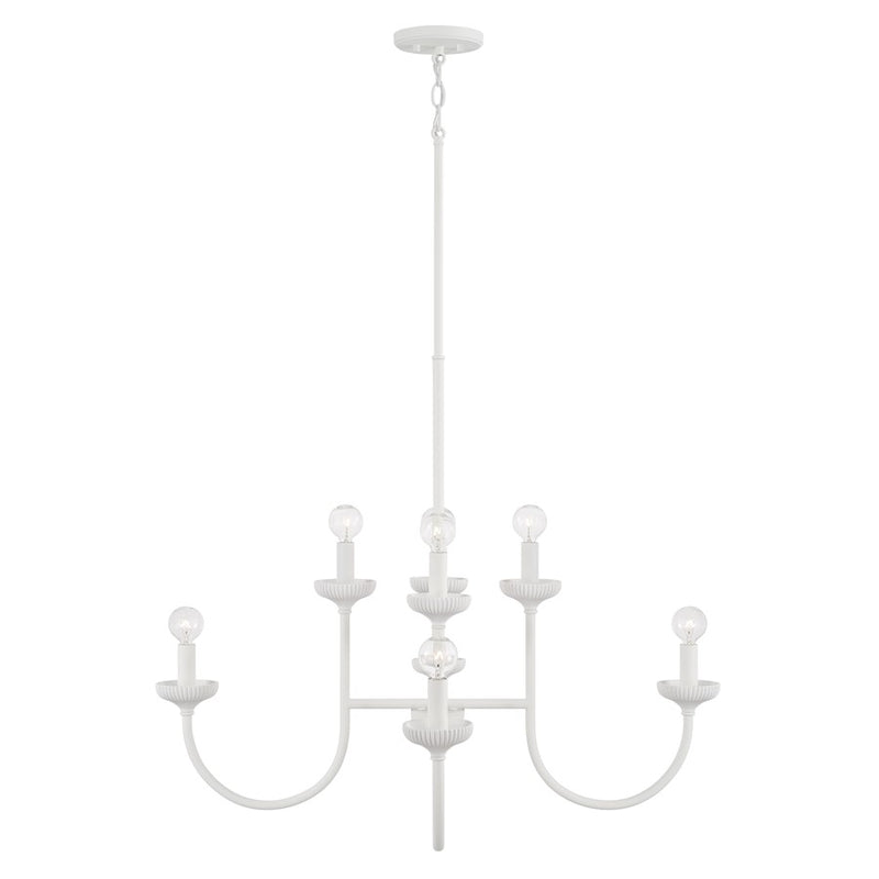 Capital Lighting Mallory 8 Light Chandelier, Ceramic White
