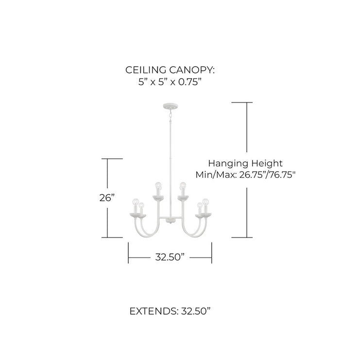 Capital Lighting Mallory 8 Light Chandelier, Ceramic White