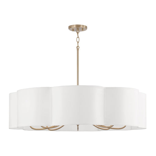 Capital Lighting Sabine 8 Light Chandelier, Brass/White Fabric Shade - 456481MA
