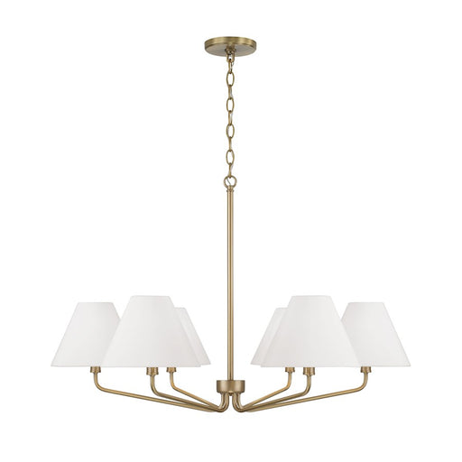 Capital Lighting Chadwick 6Lt Chandelier, Brass/White Fabric - 456661AD-714