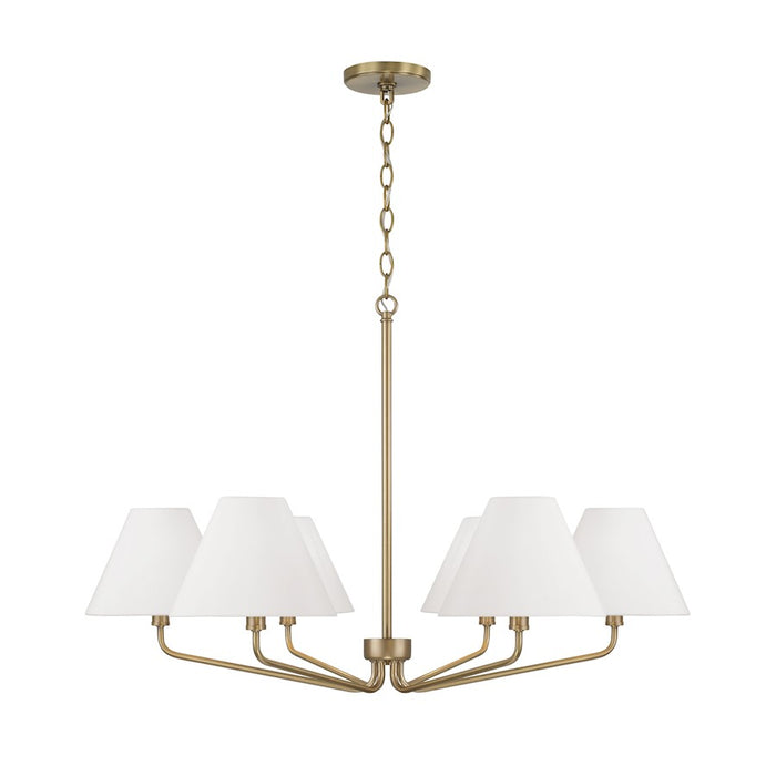Capital Lighting Chadwick 6Lt Chandelier, Brass/White Fabric - 456661AD-714