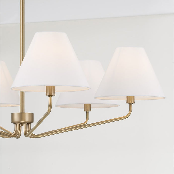 Capital Lighting Chadwick 6Lt Chandelier, Brass/White Fabric