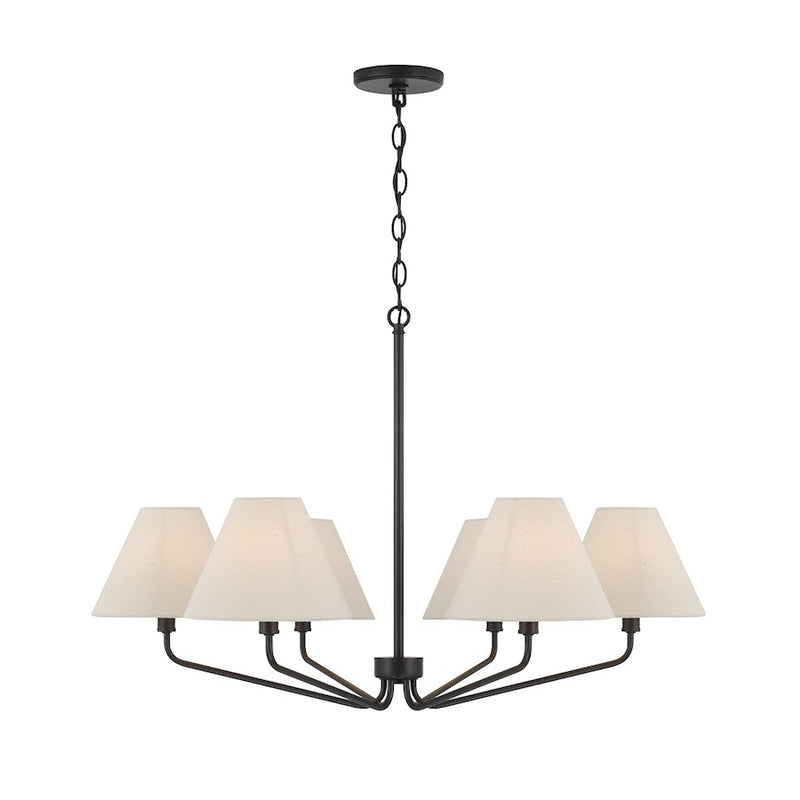 Capital Lighting Chadwick 6Lt Chandelier, Espresso/Ecru Fabric