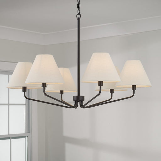 Capital Lighting Chadwick 6Lt Chandelier, Espresso/Ecru Fabric