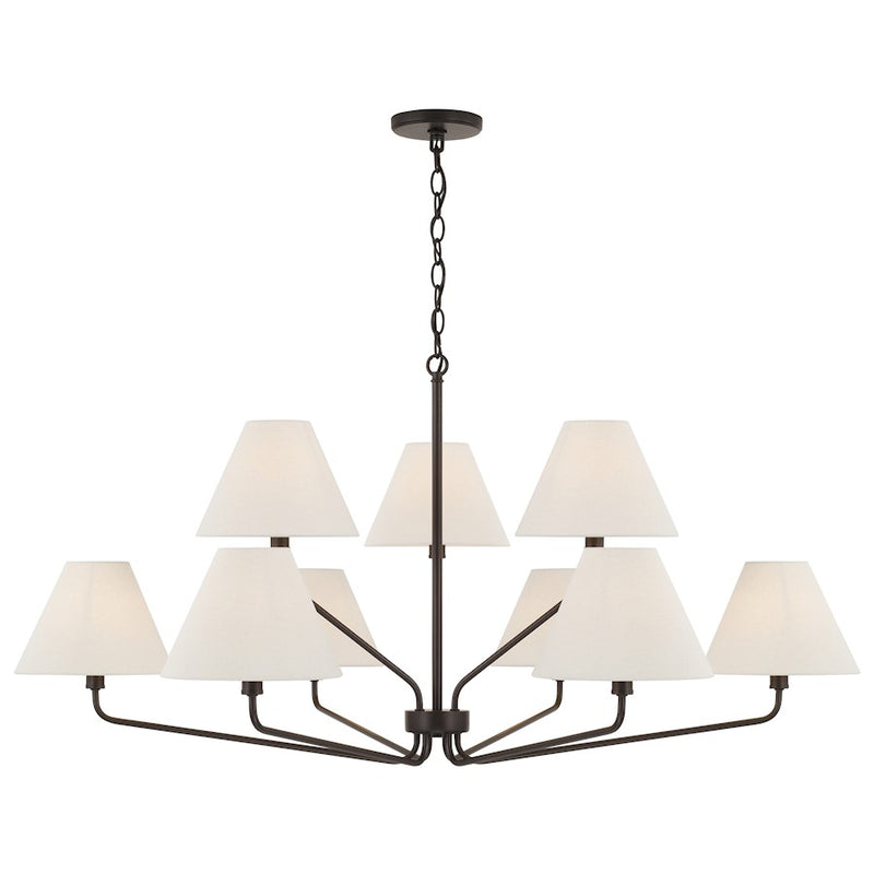 Capital Lighting Chadwick 9Lt Chandelier, Espresso/Ecru Fabric