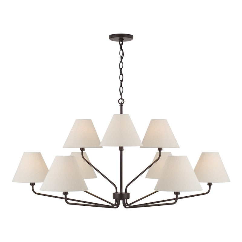 Capital Lighting Chadwick 9Lt Chandelier, Espresso/Ecru Fabric