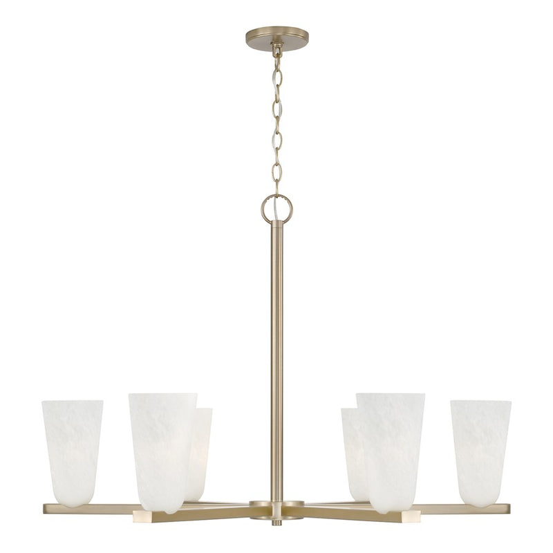 Capital Lighting Romy 6 Light Chandelier, Brass/Faux Alabaster