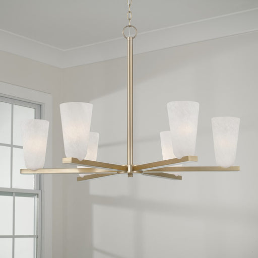 Capital Lighting Romy 6 Light Chandelier, Brass/Faux Alabaster