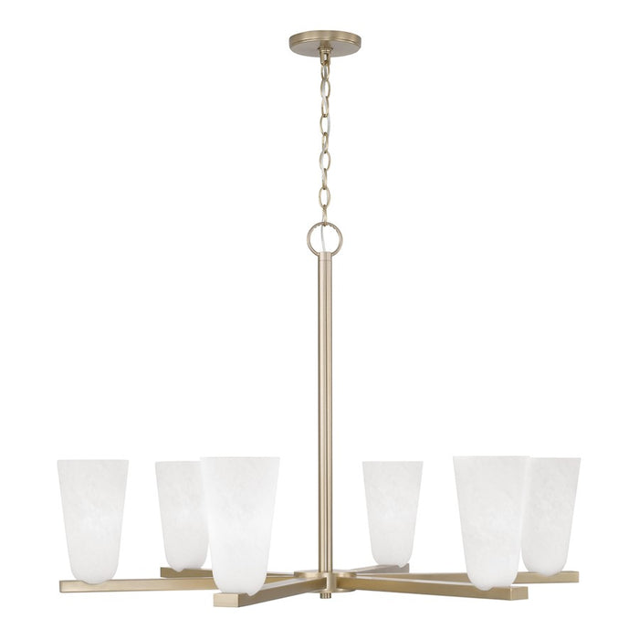 Capital Lighting Romy 6 Light Chandelier, Brass/Faux Alabaster