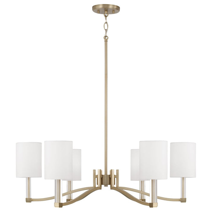 Capital Lighting Ingrid 6Lt Chandelier, Brass/White Fabric Shade - 457061MA-715