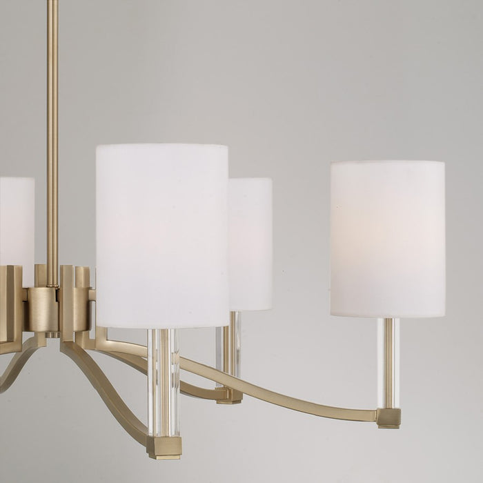 Capital Lighting Ingrid 6Lt Chandelier, Brass/White Fabric Shade