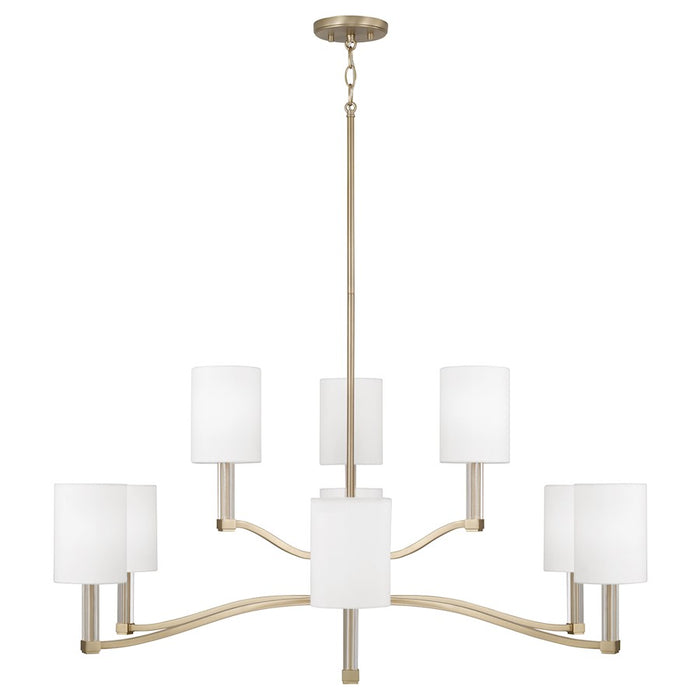 Capital Lighting Ingrid 9Lt Chandelier, Brass/White Fabric Shade - 457091MA-715