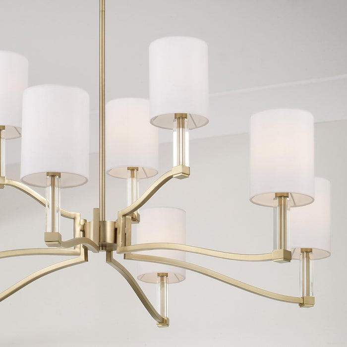 Capital Lighting Ingrid 9Lt Chandelier, Brass/White Fabric Shade
