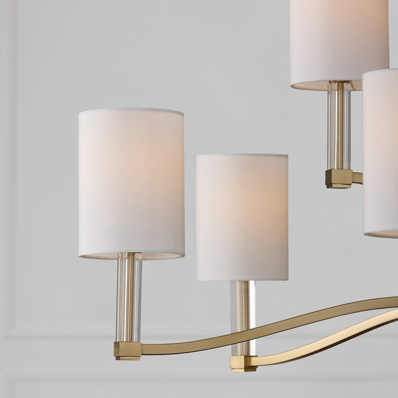 Capital Lighting Ingrid 9Lt Chandelier, Brass/White Fabric Shade