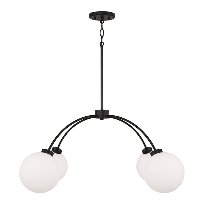 Capital Lighting Amos 4 Light Chandelier, Black Iron/Soft White