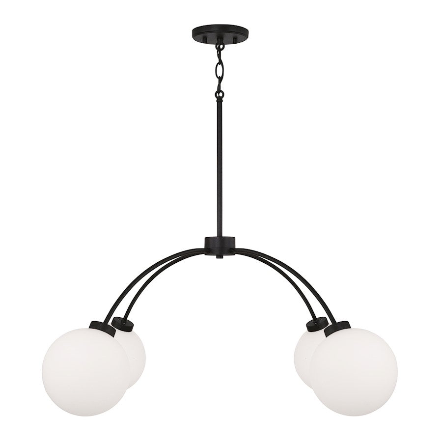 Capital Lighting Amos 4 Light Chandelier, Black Iron/Soft White - 457141BI-557