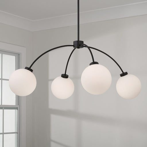 Capital Lighting Amos 4 Light Chandelier, Black Iron/Soft White