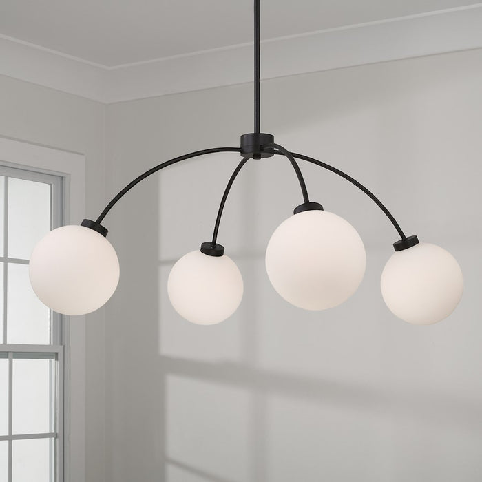 Capital Lighting Amos 4 Light Chandelier, Black Iron/Soft White