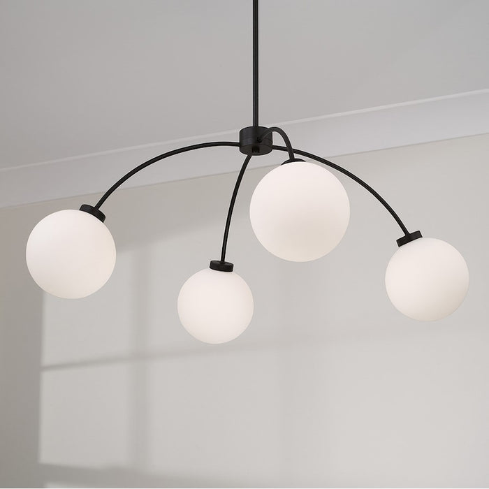 Capital Lighting Amos 4 Light Chandelier, Black Iron/Soft White