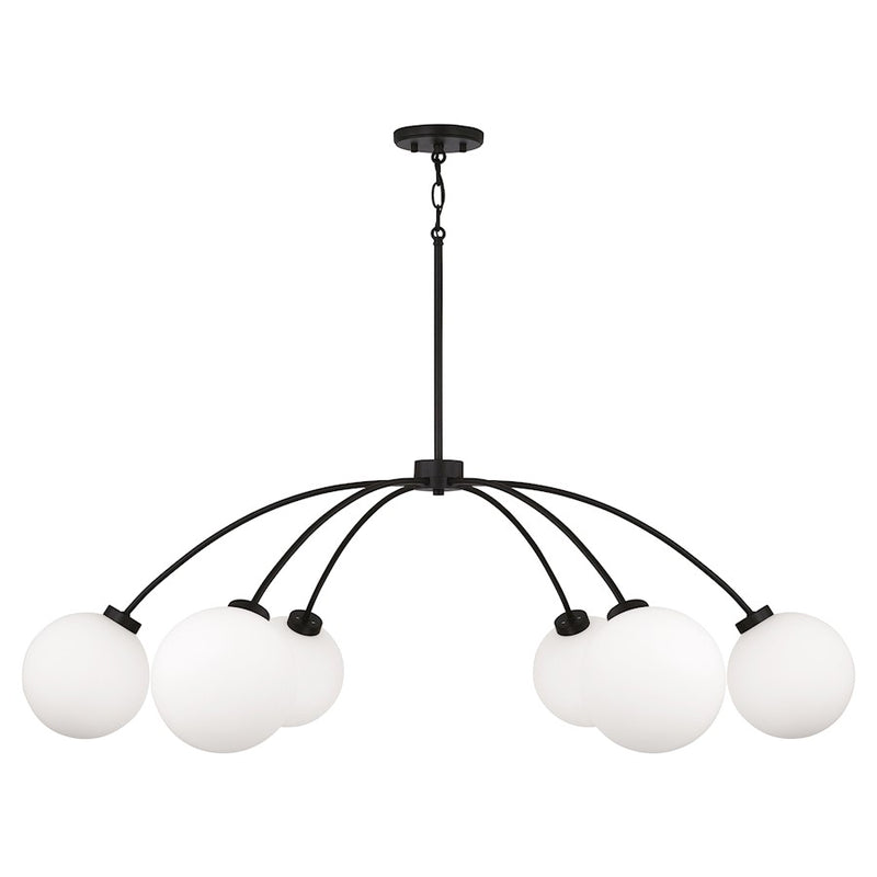 Capital Lighting Amos 6 Light Chandelier, Black Iron/Soft White