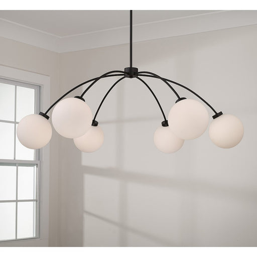 Capital Lighting Amos 6 Light Chandelier, Black Iron/Soft White