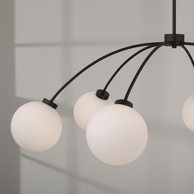 Capital Lighting Amos 6 Light Chandelier, Black Iron/Soft White