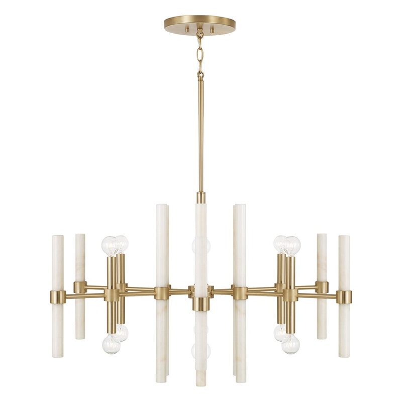 Capital Lighting Marlow 12 Light Chandelier, Matte Brass