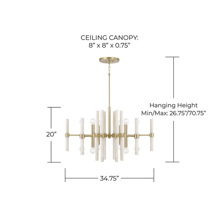 Capital Lighting Marlow 12 Light Chandelier, Matte Brass