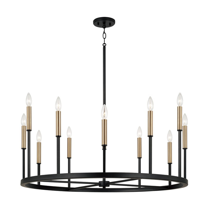 Capital Lighting Davis 12 Light Chandelier, Espresso and Brass