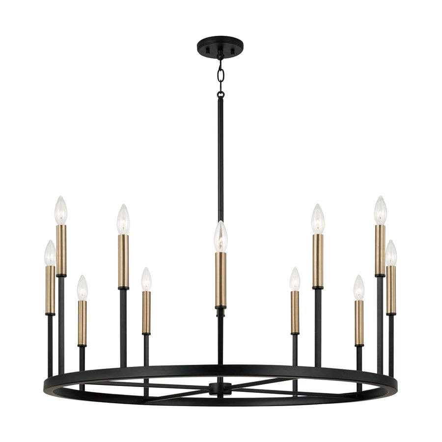 Capital Lighting Davis 12 Light Chandelier, Espresso and Brass - 458301ER